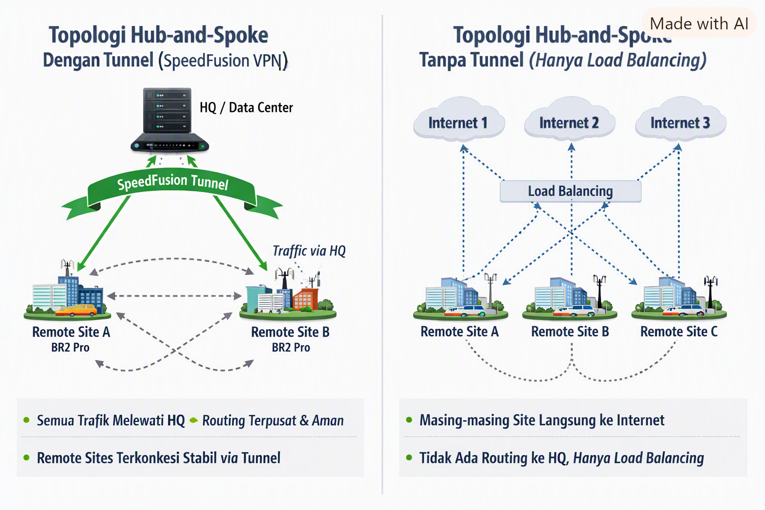 Topologi Hub-and-Spoke tanpa Tunnel
